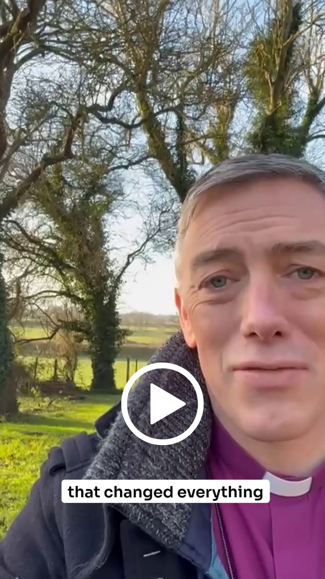 Screenshot of Bishop Dave delivering a Christmas message outdoors