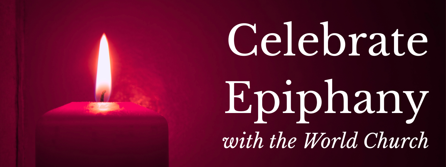 Photo of a red candle. Text reads Celebrate Epiphany with the worldwide Church