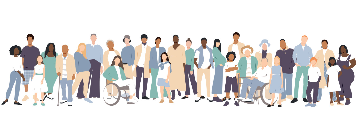 Illustrations of people in an everyday context