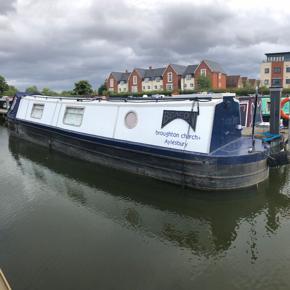 Broughton narrowboat on canal in Aylesbury