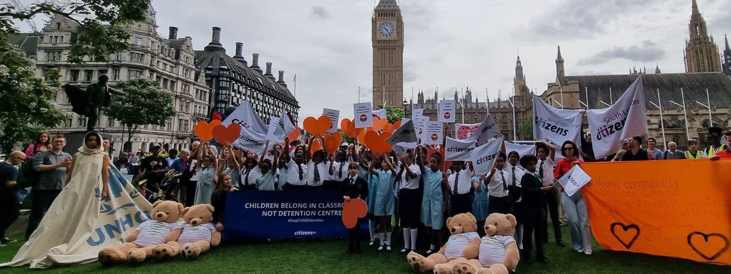 Attendees at a protest in London