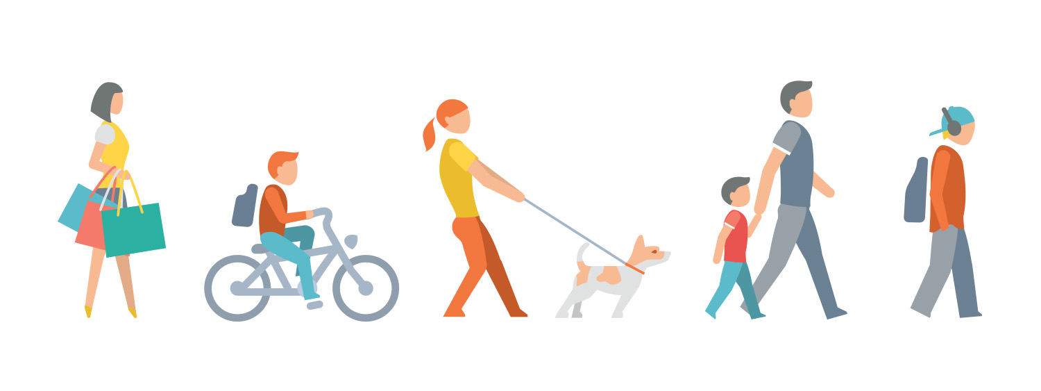Illustrations of people in an everyday context