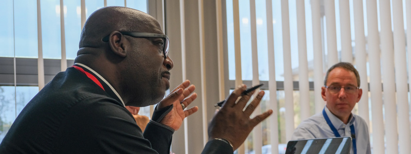 The Revd Rickey Simpson-Gray speaks at a Development Fund panel meeting