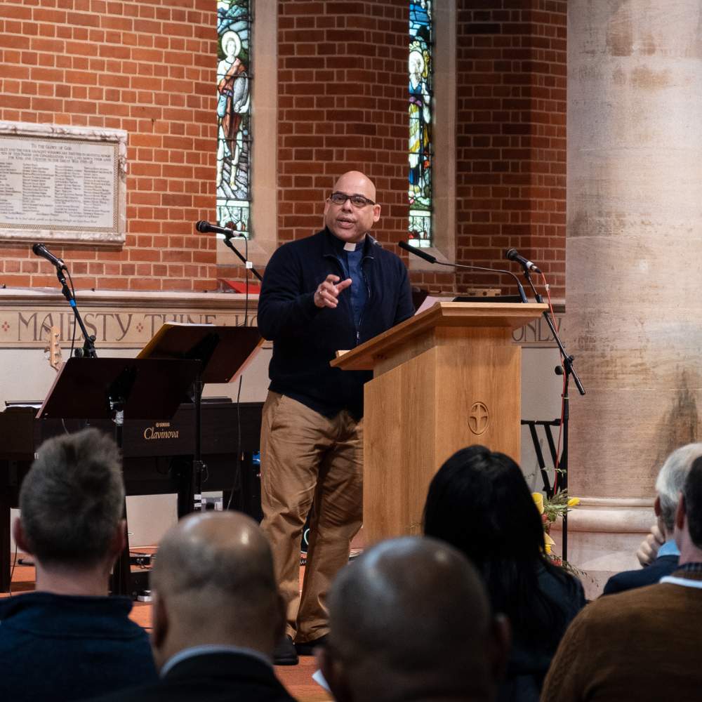 The Revd Guy Hewitt speaks to conference attendees at St Paul's Slough